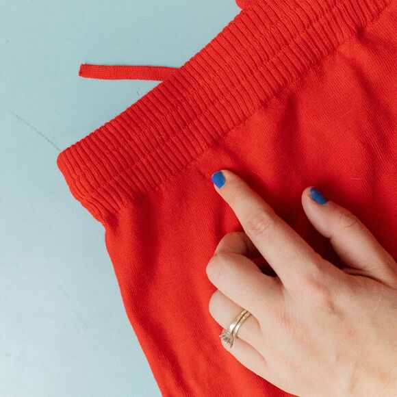 NWT St John Apple Red Wool Blend High Waisted Knit Jogger Pants Size XLarge - Picture 9 of 11